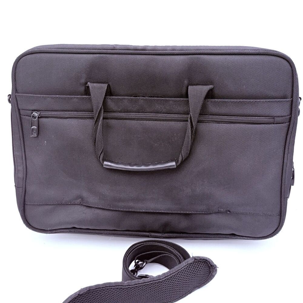 Samsonite Expandable Black Laptop Briefcase Bag Shoulder Strap Padded Softshell - Picture 7 of 9